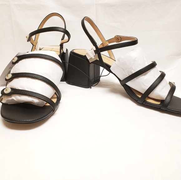 Womens Open Slip On Heels Black 2.5" Height NEW - Picture 1 of 7